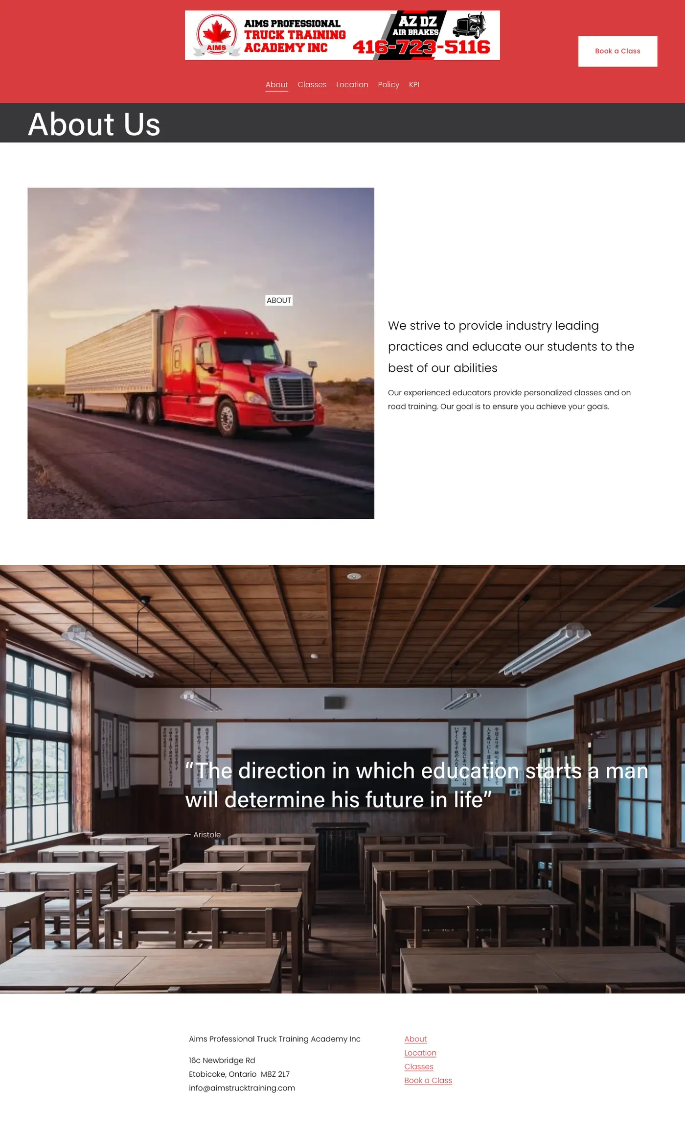 AIMS Truck Training — Old About page