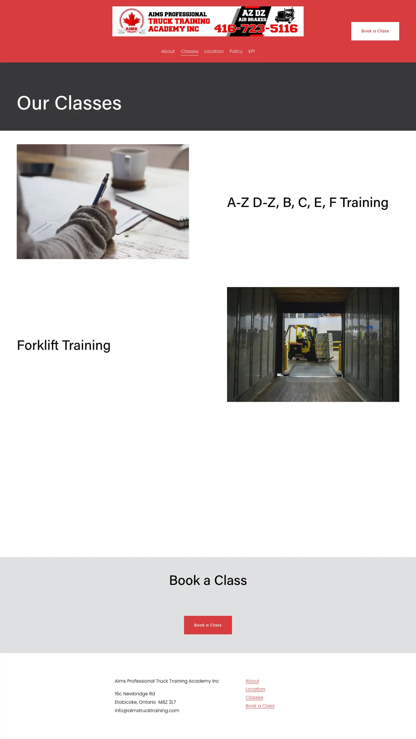 AIMS Truck Training — Old Classes page